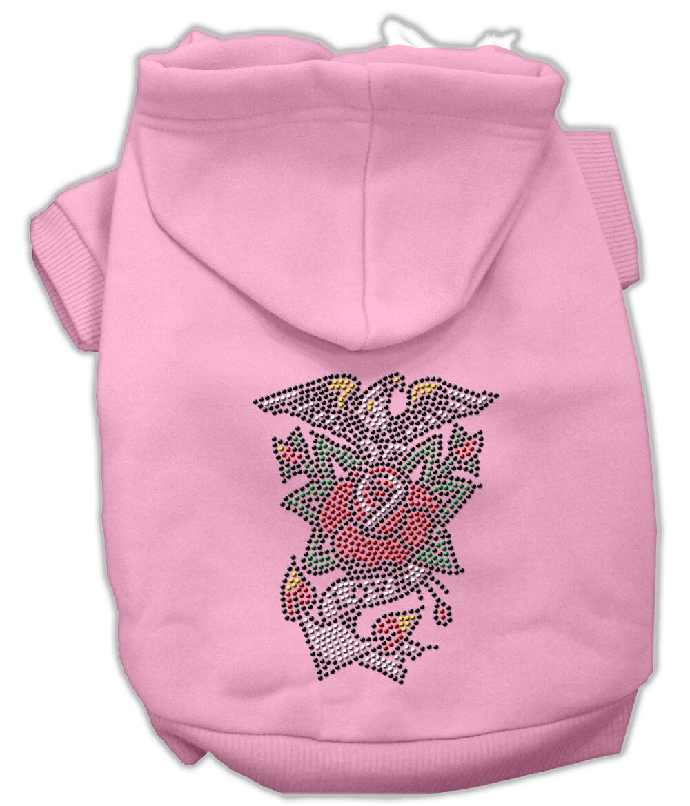 Pet, Dog & Cat Hoodie Nailhead Rhinestone, "Eagle Rose"