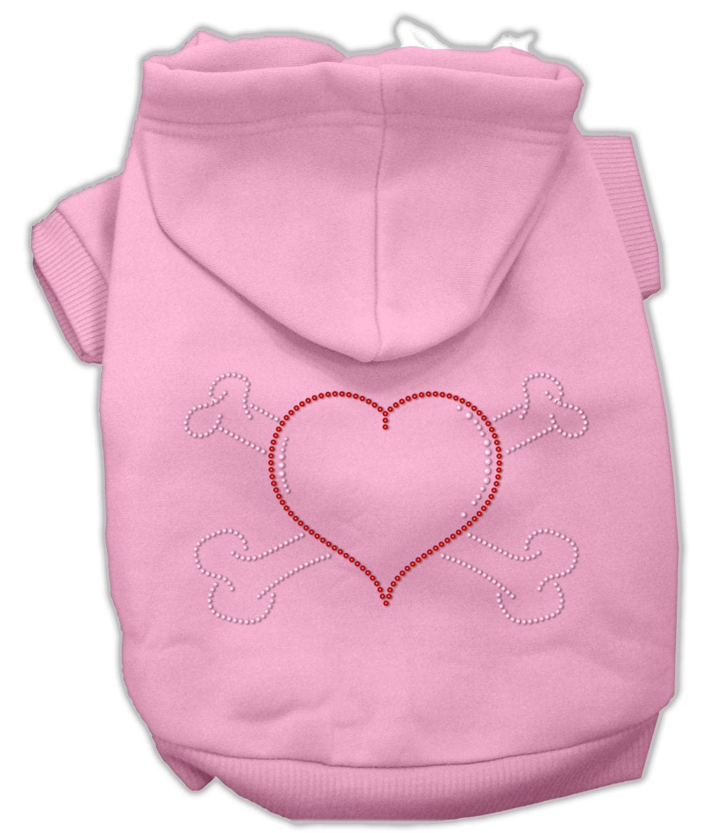 Pet, Dog & Cat Hoodie Rhinestone, "Heart and Crossbones"