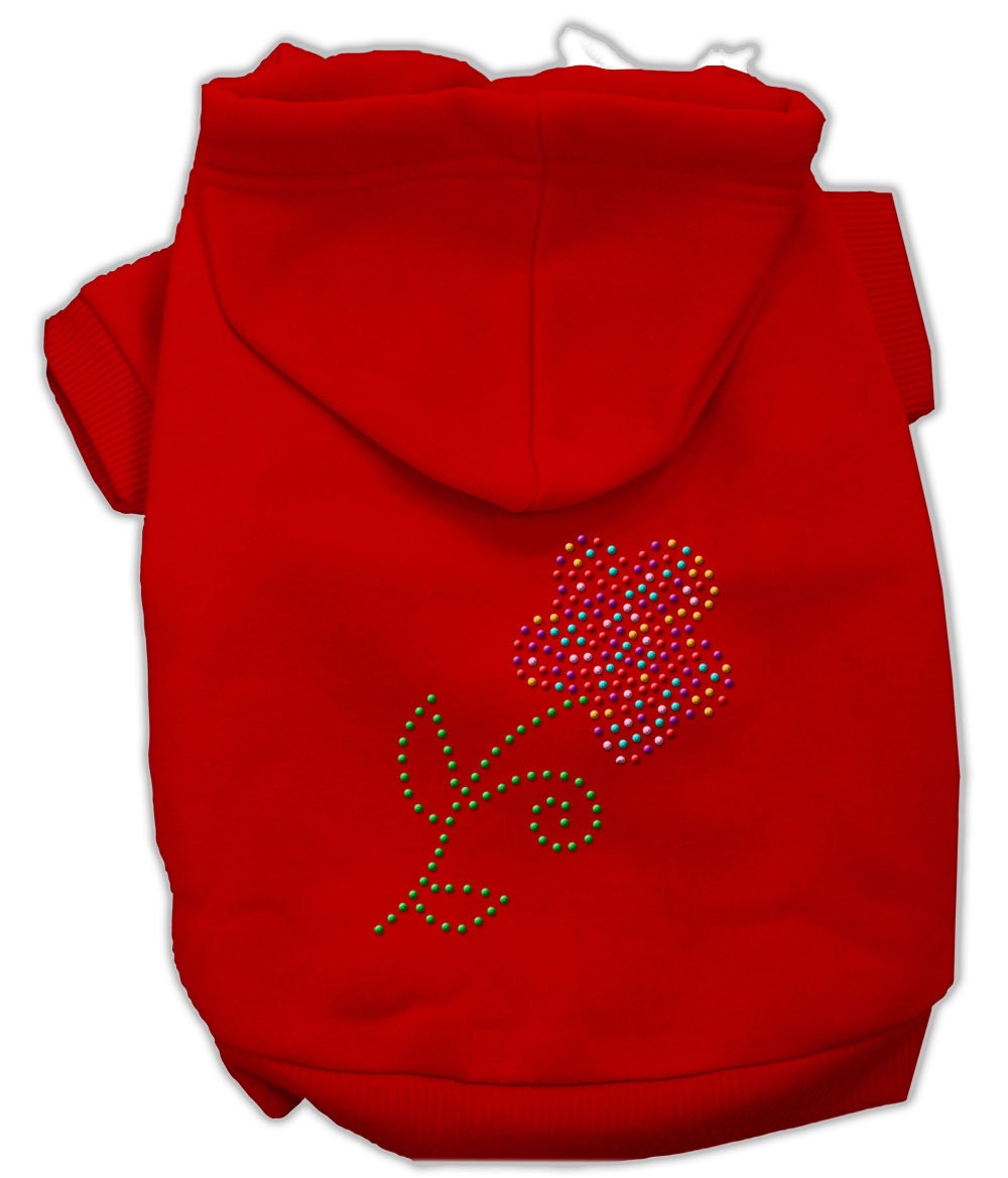 Pet, Dog & Cat Hoodie Rhinestone, "Multi Colored Flower"