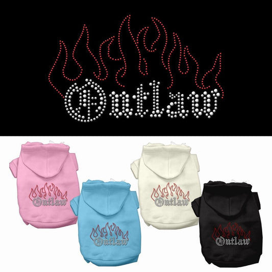 Pet, Dog & Cat Hoodie Rhinestone, "Outlaw"