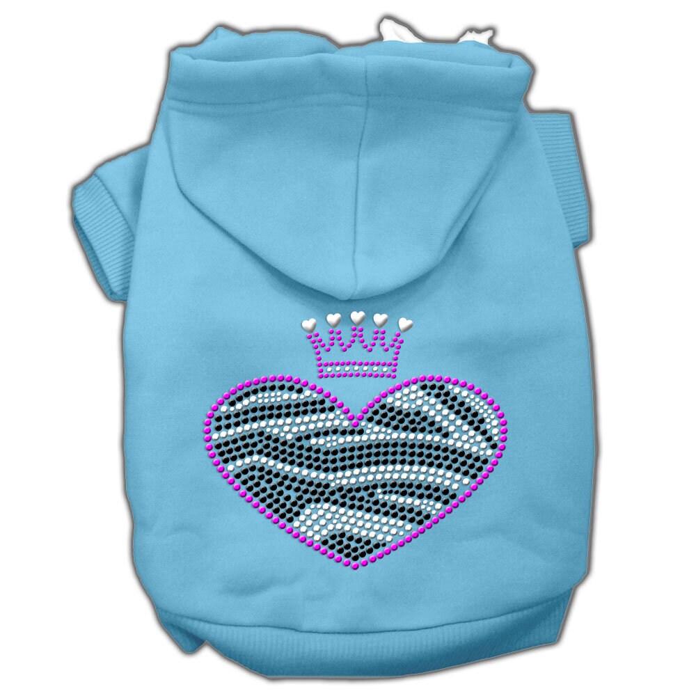 Pet, Dog & Cat Hoodie Rhinestone, "Zebra Heart"