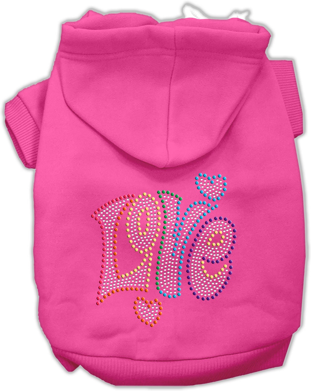 Pet, Dog & Cat Hoodie Rhinestone, "Technicolor Love"