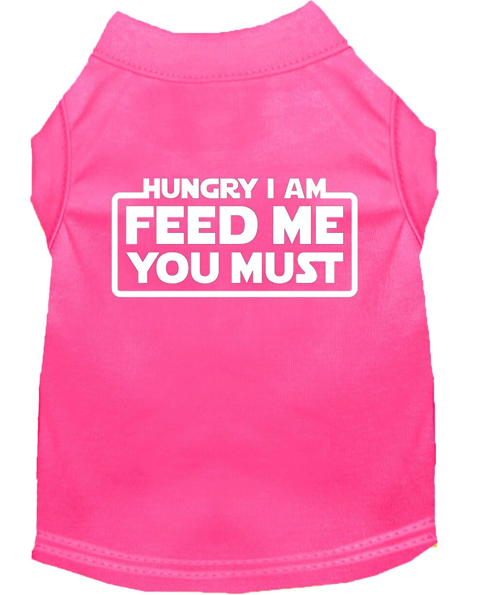 Pet Dog & Cat Shirt Screen Printed, "Hungry I Am, Feed Me You Must"