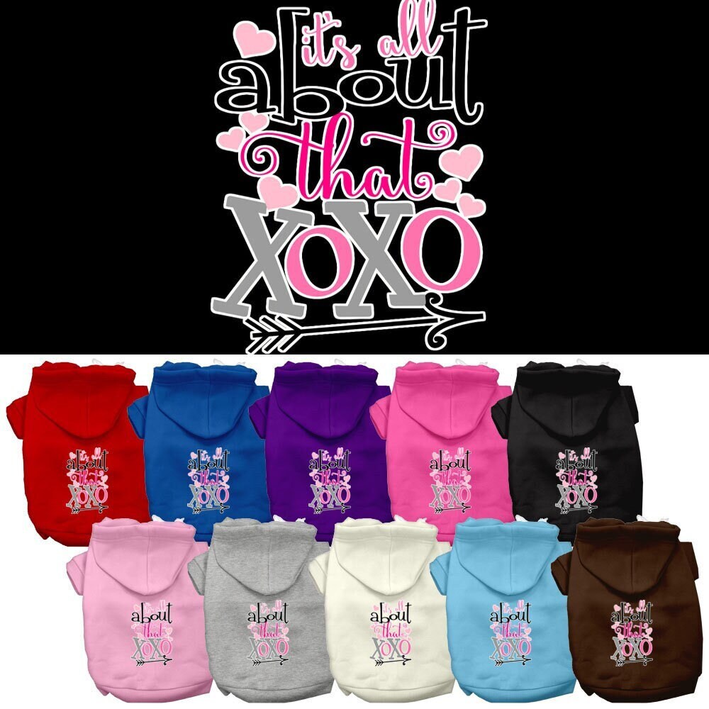 Pet, Dog & Cat Hoodie Screen Printed, "All About That XOXO"