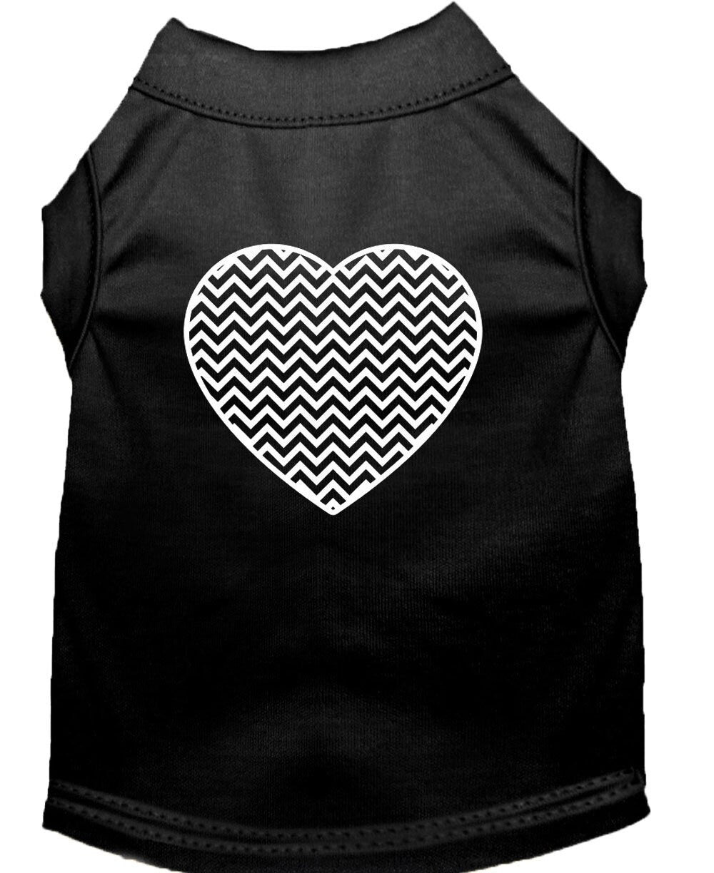 Pet Dog & Cat Shirt Screen Printed, "Chevron Heart"