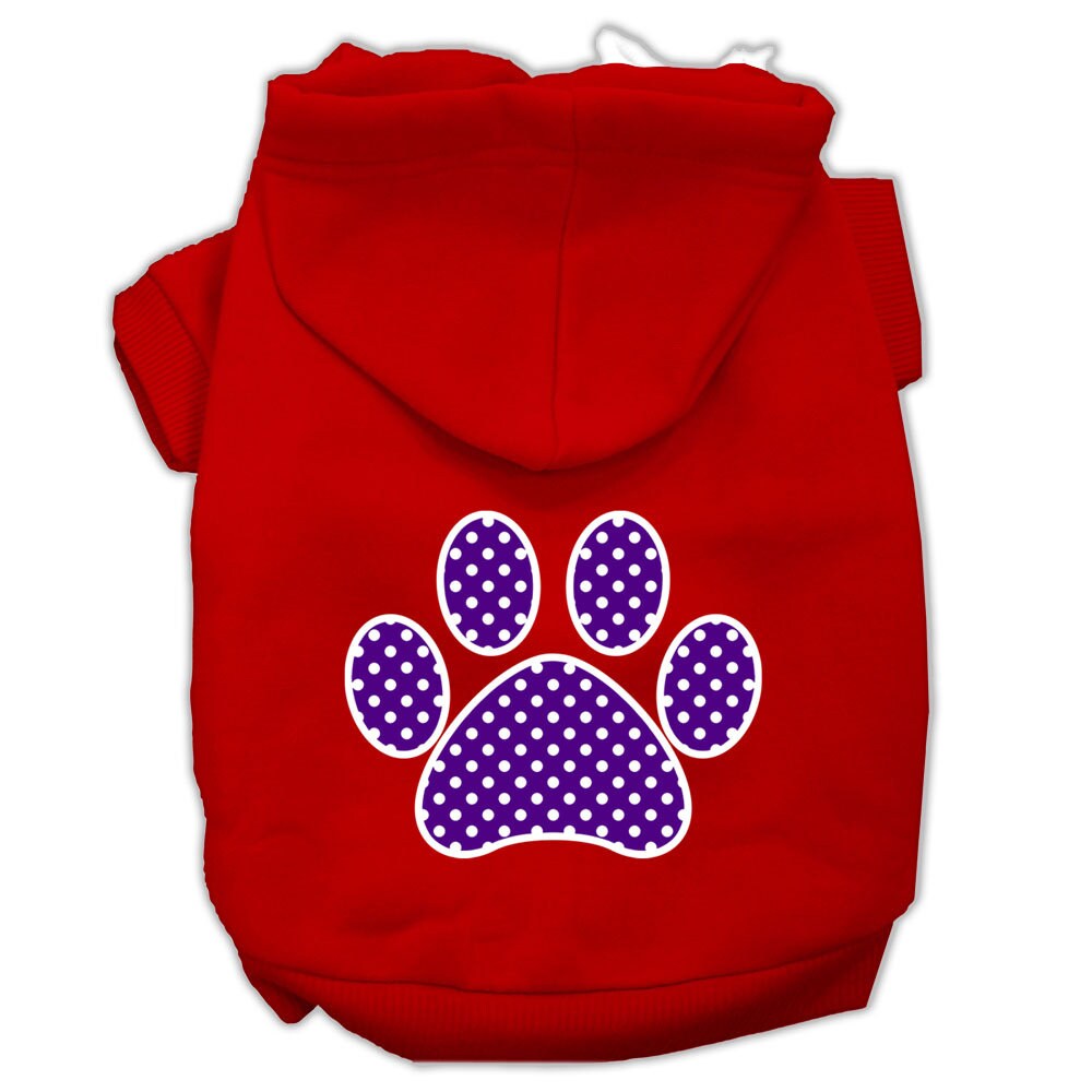 Pet, Dog & Cat Hoodie Screen Printed, "Purple Swiss Dots Paw"