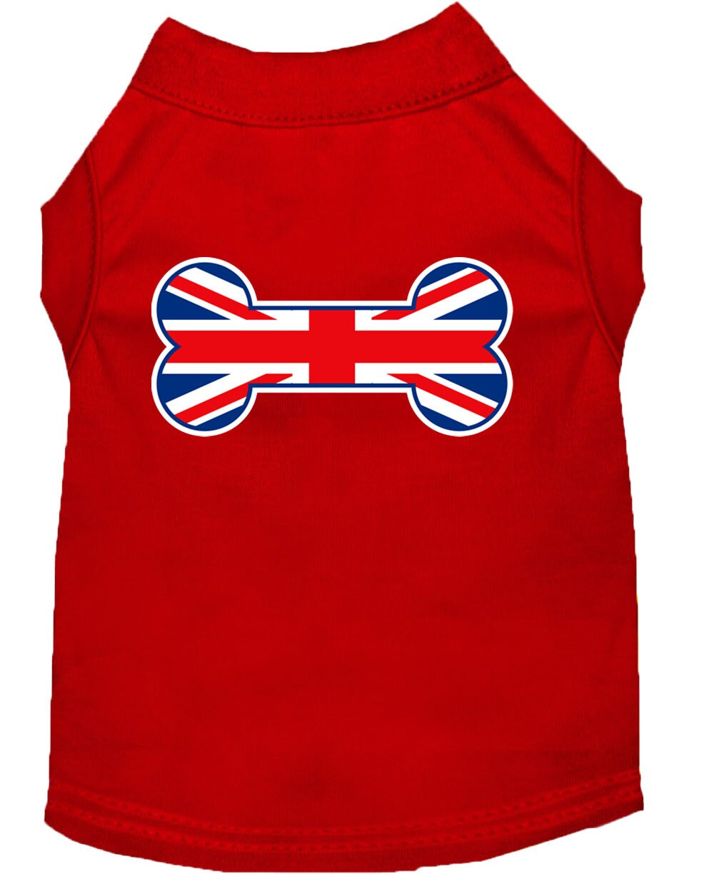 Pet Dog & Cat Shirt Screen Printed, "Bone Shaped United Kingdom Flag"