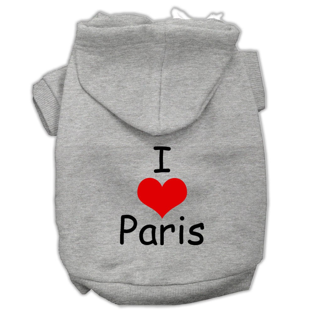 Pet, Dog & Cat Hoodie Screen Printed, "I Love Paris"