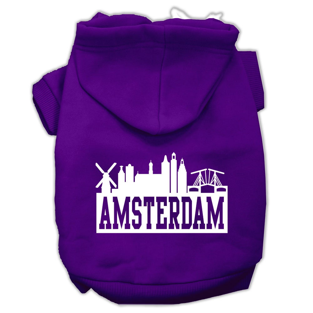 Pet, Dog & Cat Hoodie Screen Printed, "Amsterdam Skyline"