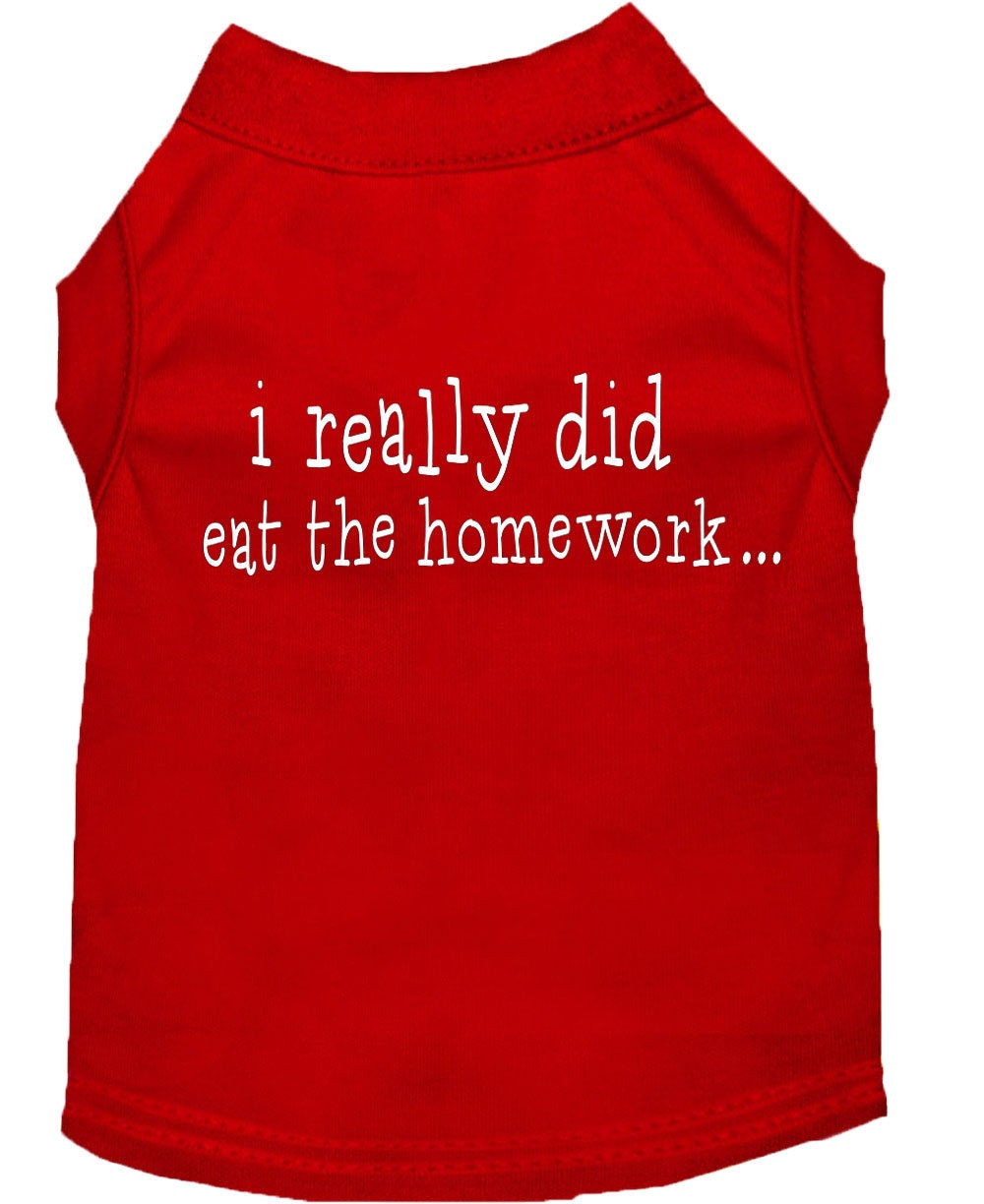 Pet Dog & Cat Shirt Screen Printed, "I Really Did Eat The Homework"