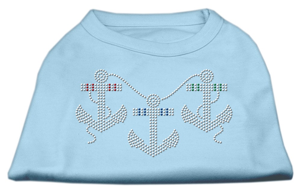 Pet Dog & Cat Shirt Rhinestone, "Anchors"