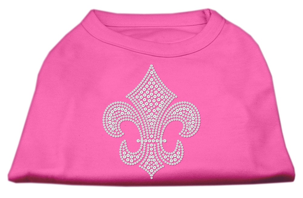 Pet Dog & Cat Shirt Rhinestone, "Silver Fleur De Lis"