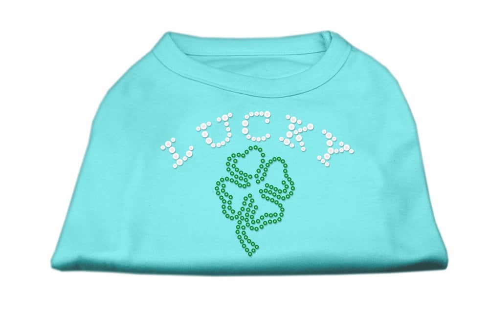 Pet Dog & Cat Shirt Rhinestone, "Four Leaf Clover Outline"