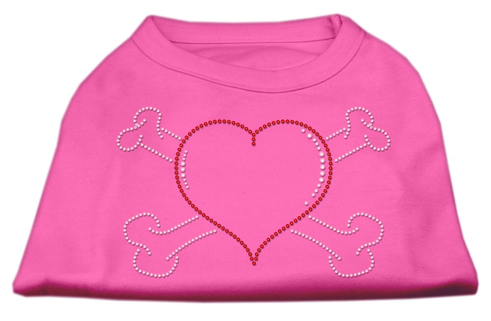 Pet Dog and Cat Shirt Rhinestone, "Heart & Crossbones"