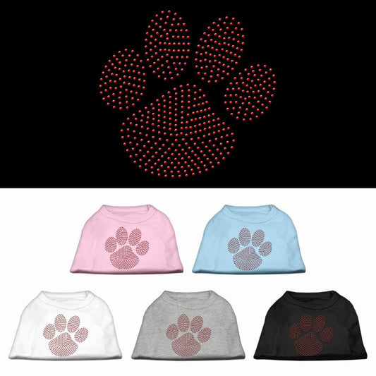 Pet Dog & Cat Shirt Rhinestone, "Red Paw"