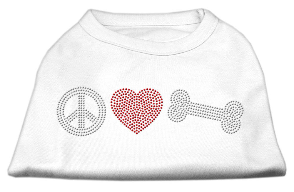 Pet Dog and Cat Shirt Rhinestone, "Peace Love & Bone"