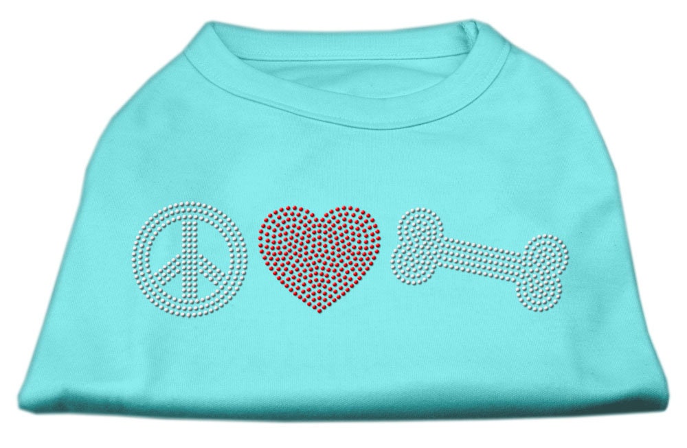 Pet Dog and Cat Shirt Rhinestone, "Peace Love & Bone"