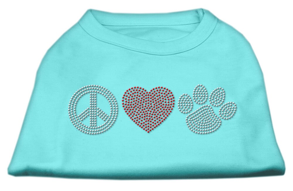 Pet Dog and Cat Shirt Rhinestone, "Peace Love & Paw"