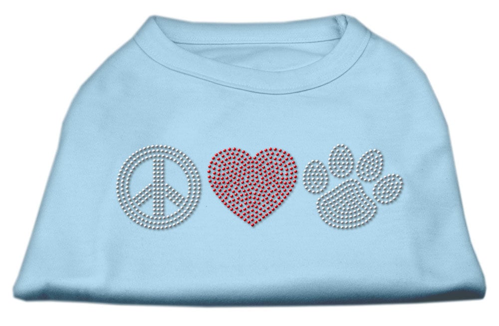 Pet Dog and Cat Shirt Rhinestone, "Peace Love & Paw"