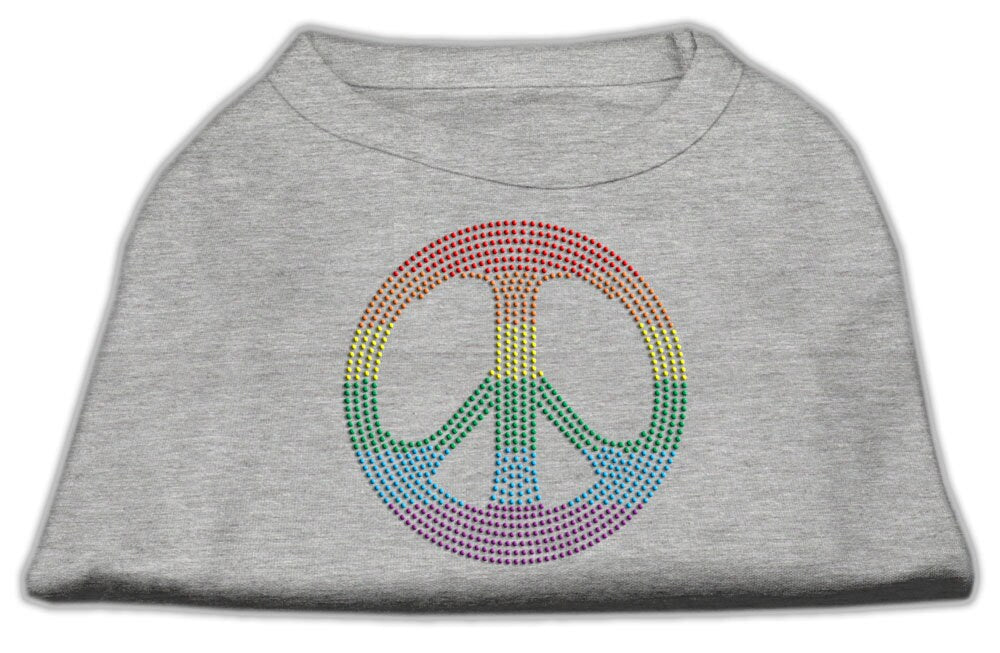 Pet Dog & Cat Shirt Rhinestone, "Rainbow Peace Sign"