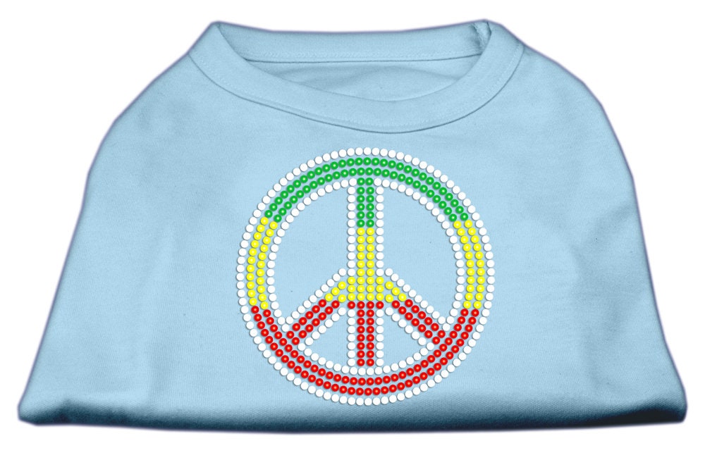 Pet Dog & Cat Shirt Rhinestone, "Rasta Peace Sign"