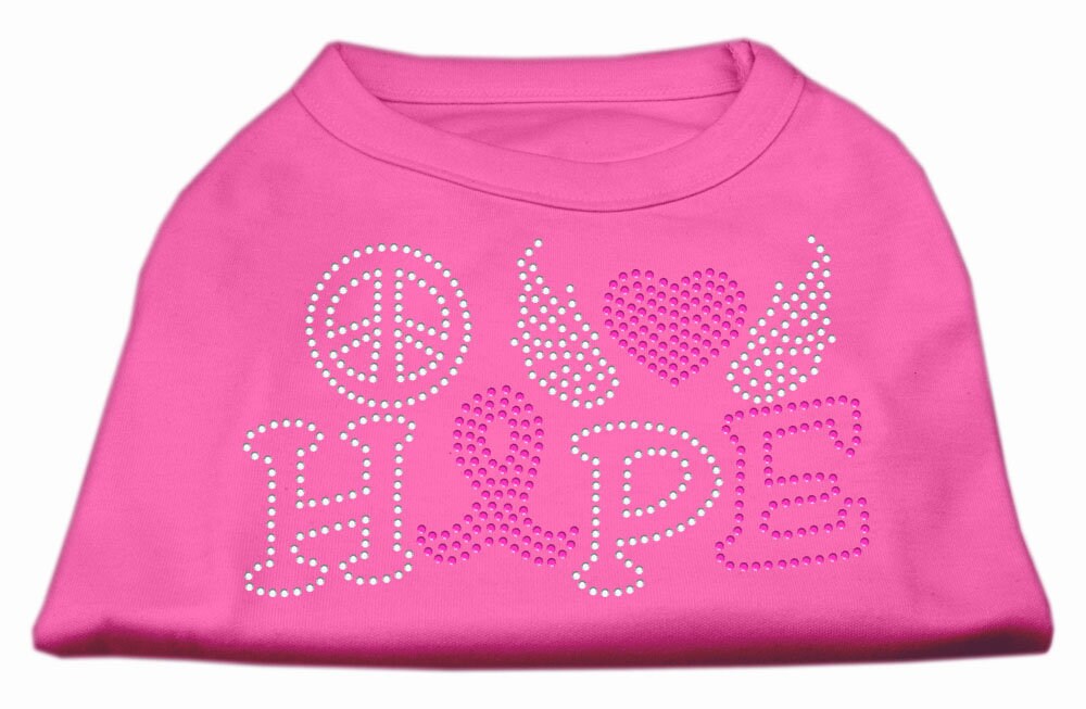 Pet Dog & Cat Shirt Rhinestone, "Peace Love Hope Breast Cancer Awareness"