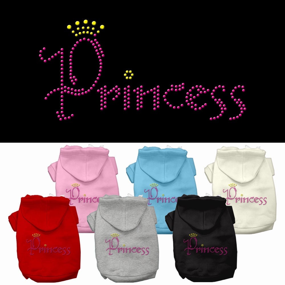 Pet, Dog & Cat Hoodie Rhinestone, "Princess"