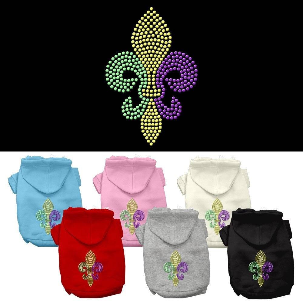 Pet, Dog & Cat Hoodie Rhinestone, "Mardi Gras Fleur De Lis"