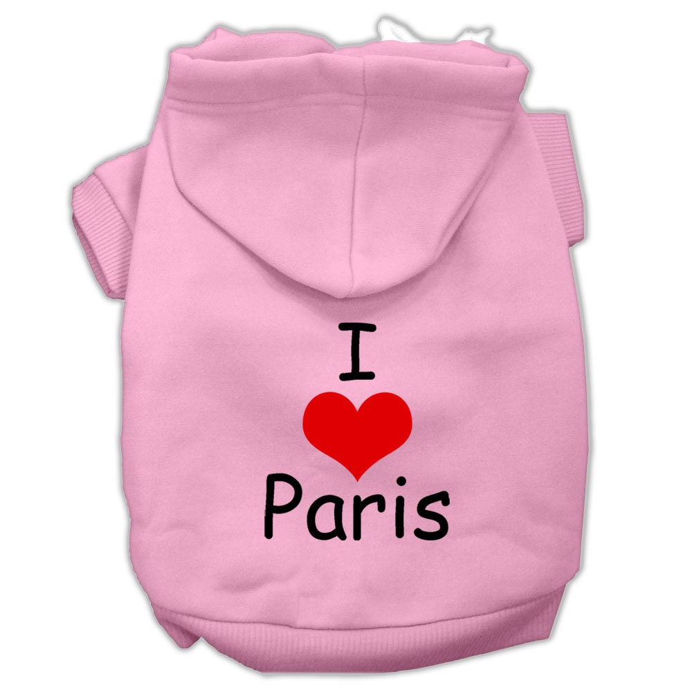 Pet, Dog & Cat Hoodie Screen Printed, "I Love Paris"