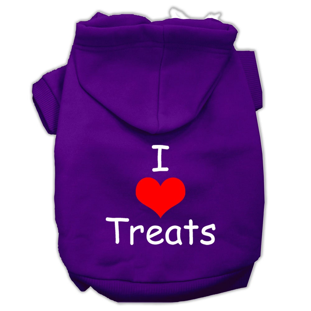 Pet, Dog & Cat Hoodie Screen Printed, "I Love Treats"