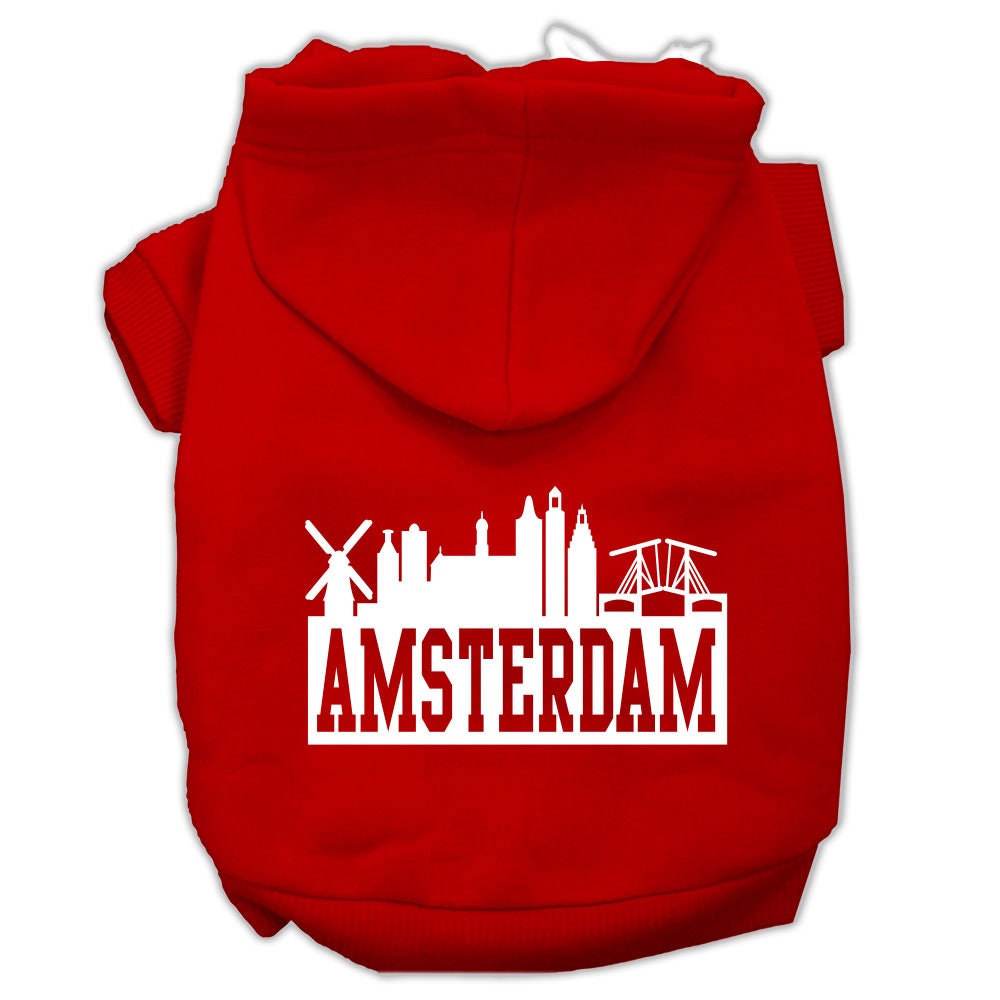 Pet, Dog & Cat Hoodie Screen Printed, "Amsterdam Skyline"