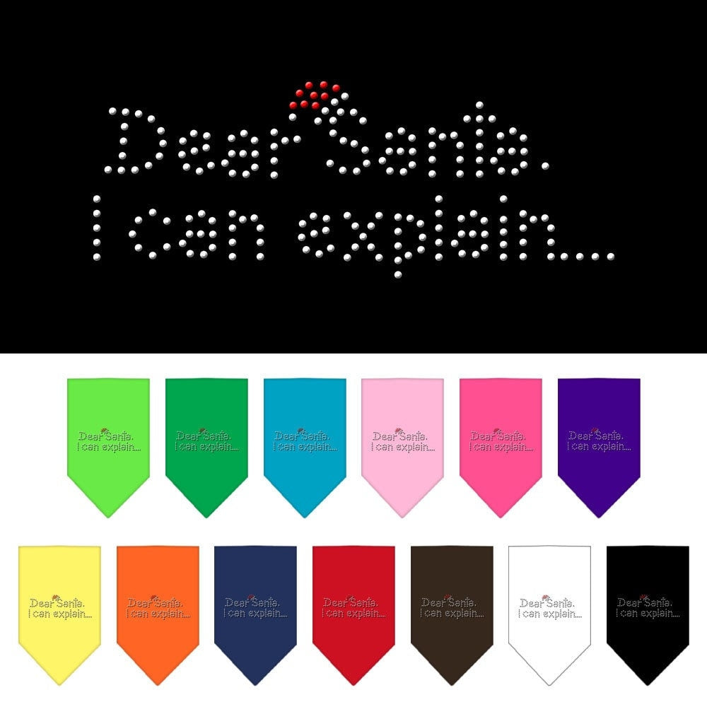 Christmas Pet and Dog Bandana Rhinestone, "Dear Santa, I Can Explain"