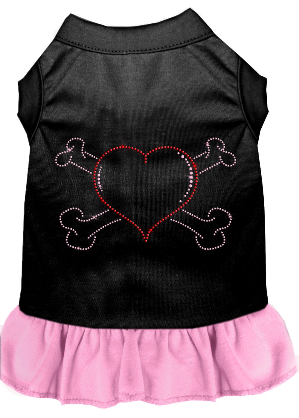 Pet Dog and Cat Dress Rhinestone,  "Heart & Crossbones"