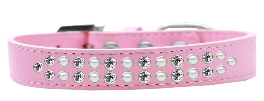 Dog, Puppy & Pet Fashion  Collar, "Two Row Pearl And Clear Crystal Rimsets"