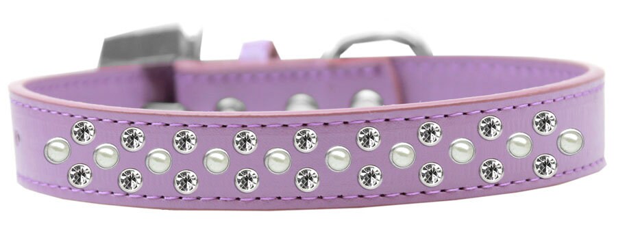 Dog, Puppy & Pet Fashion  Collar, "Pearl and Clear Crystal Rimsets Sprinkles"