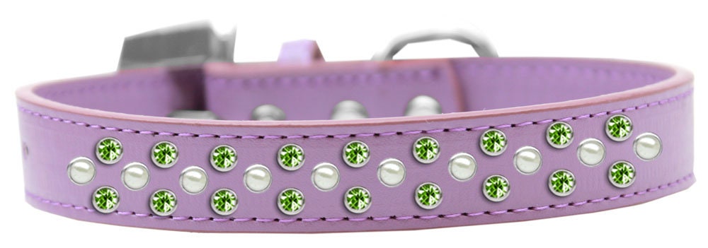 Dog, Puppy & Pet Fashion  Collar, "Pearl and Lime Green Crystal Rimsets Sprinkles"