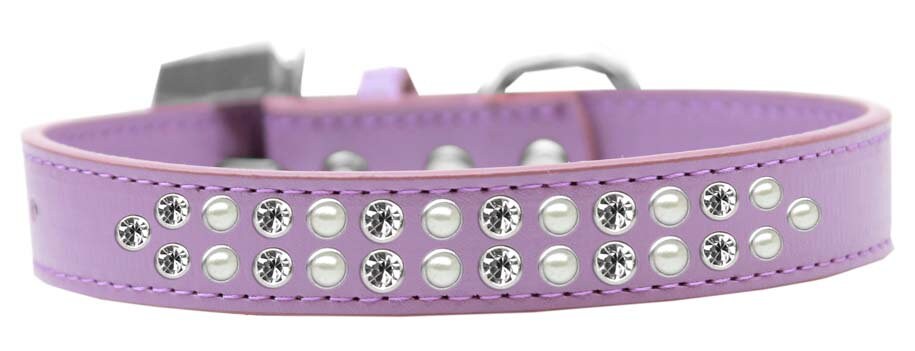 Dog, Puppy & Pet Fashion  Collar, "Two Row Pearl And Clear Crystal Rimsets"