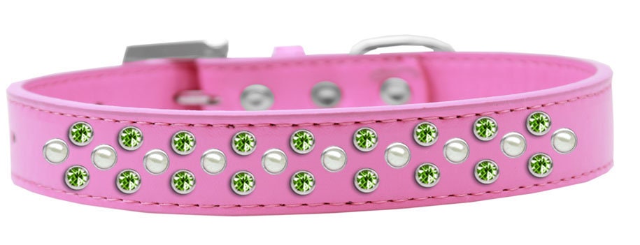 Dog, Puppy & Pet Fashion  Collar, "Pearl and Lime Green Crystal Rimsets Sprinkles"