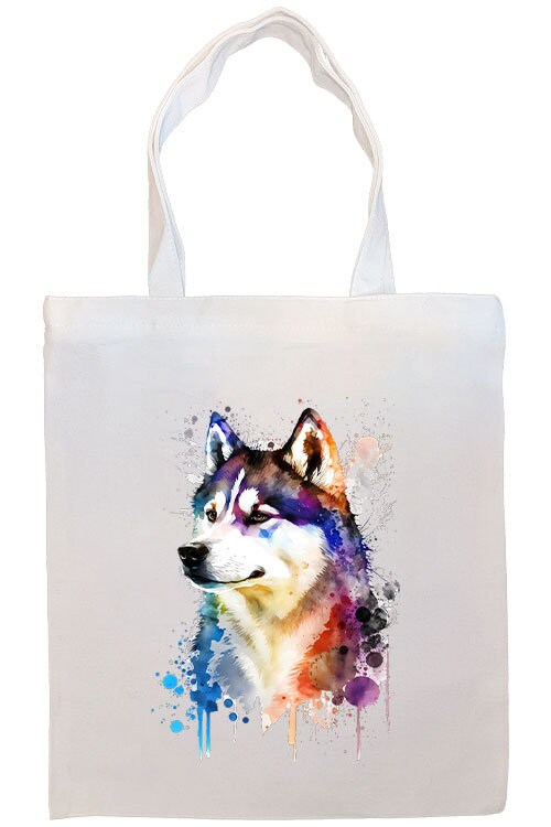 Canvas Tote Bag, Zippered With Handles & Inner Pocket, "Siberian Husky"