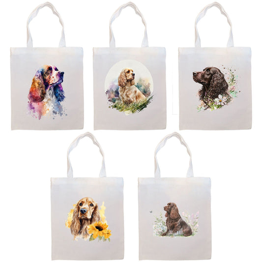 Canvas Tote Bag, Zippered With Handles & Inner Pocket, "Cocker Spaniel"