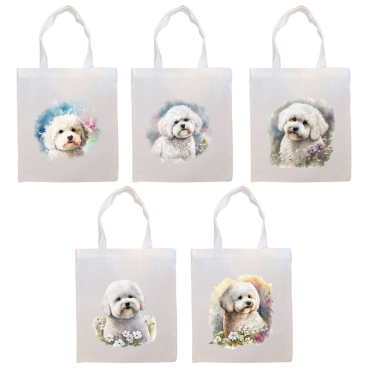 Canvas Tote Bag, Zippered With Handles & Inner Pocket, "Bichon Frise"