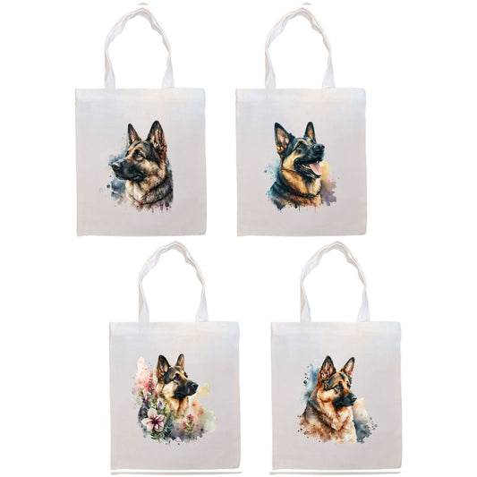 Canvas Tote Bag, Zippered With Handles & Inner Pocket, "German Shepherd"