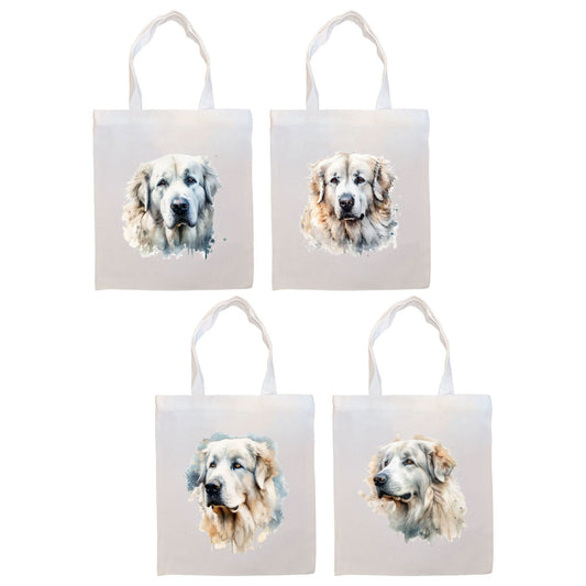 Canvas Tote Bag, Zippered With Handles & Inner Pocket, "Great Pyrenees"