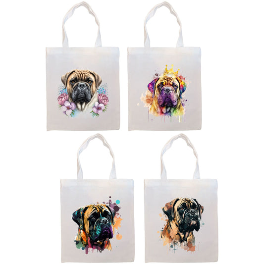 Canvas Tote Bag, Zippered With Handles & Inner Pocket, "Bullmastiff"