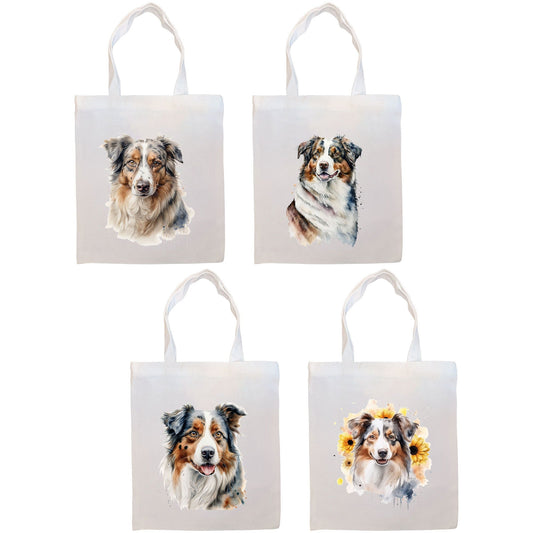 Canvas Tote Bag, Zippered With Handles & Inner Pocket, "Australian Shepherd"