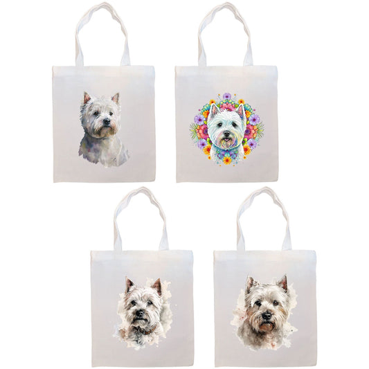 Canvas Tote Bag, Zippered With Handles & Inner Pocket, "Westie"