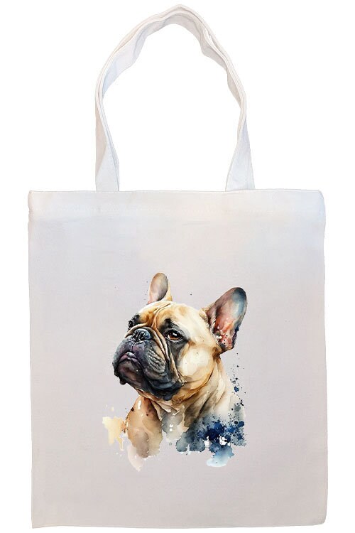 Canvas Tote Bag, Zippered With Handles & Inner Pocket, "Frenchie"