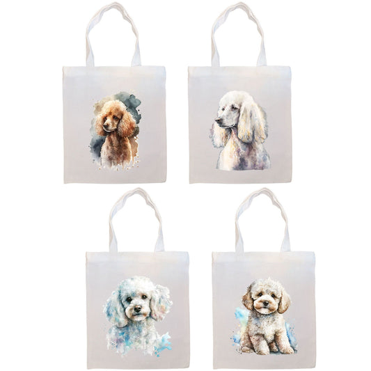 Canvas Tote Bag, Zippered With Handles & Inner Pocket, "Poodle"