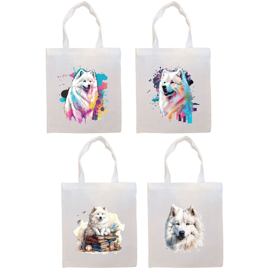 Canvas Tote Bag, Zippered With Handles & Inner Pocket, "Samoyed"