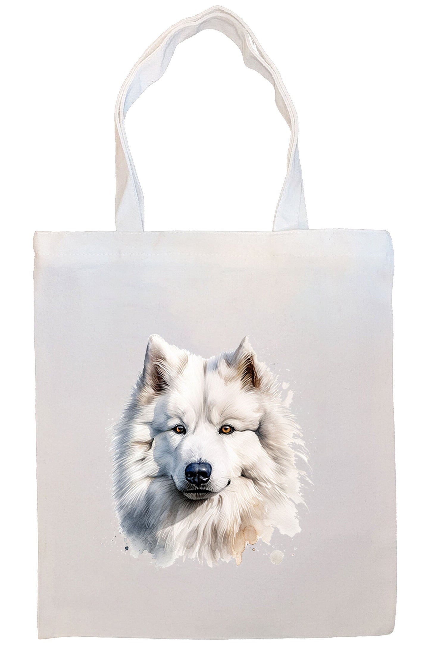 Canvas Tote Bag, Zippered With Handles & Inner Pocket, "Samoyed"